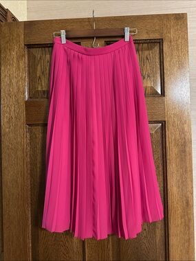 J. Crew Pleated A-Line Skirt in Bright Pink